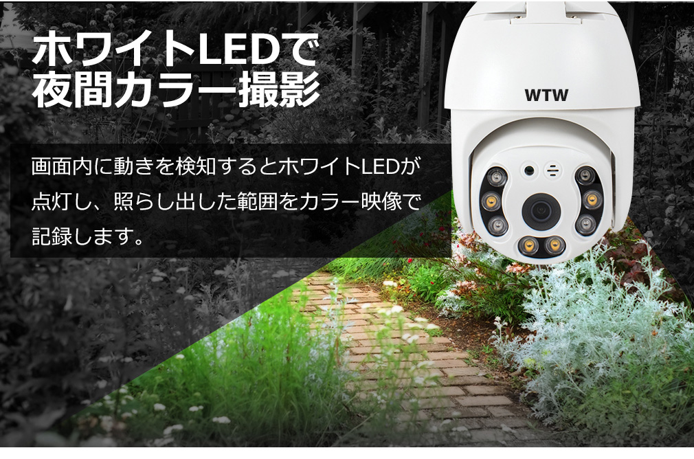 防犯カメラ PTZ 360度 防犯灯カメラ 屋外 WIFI【WTW 塚本無線】